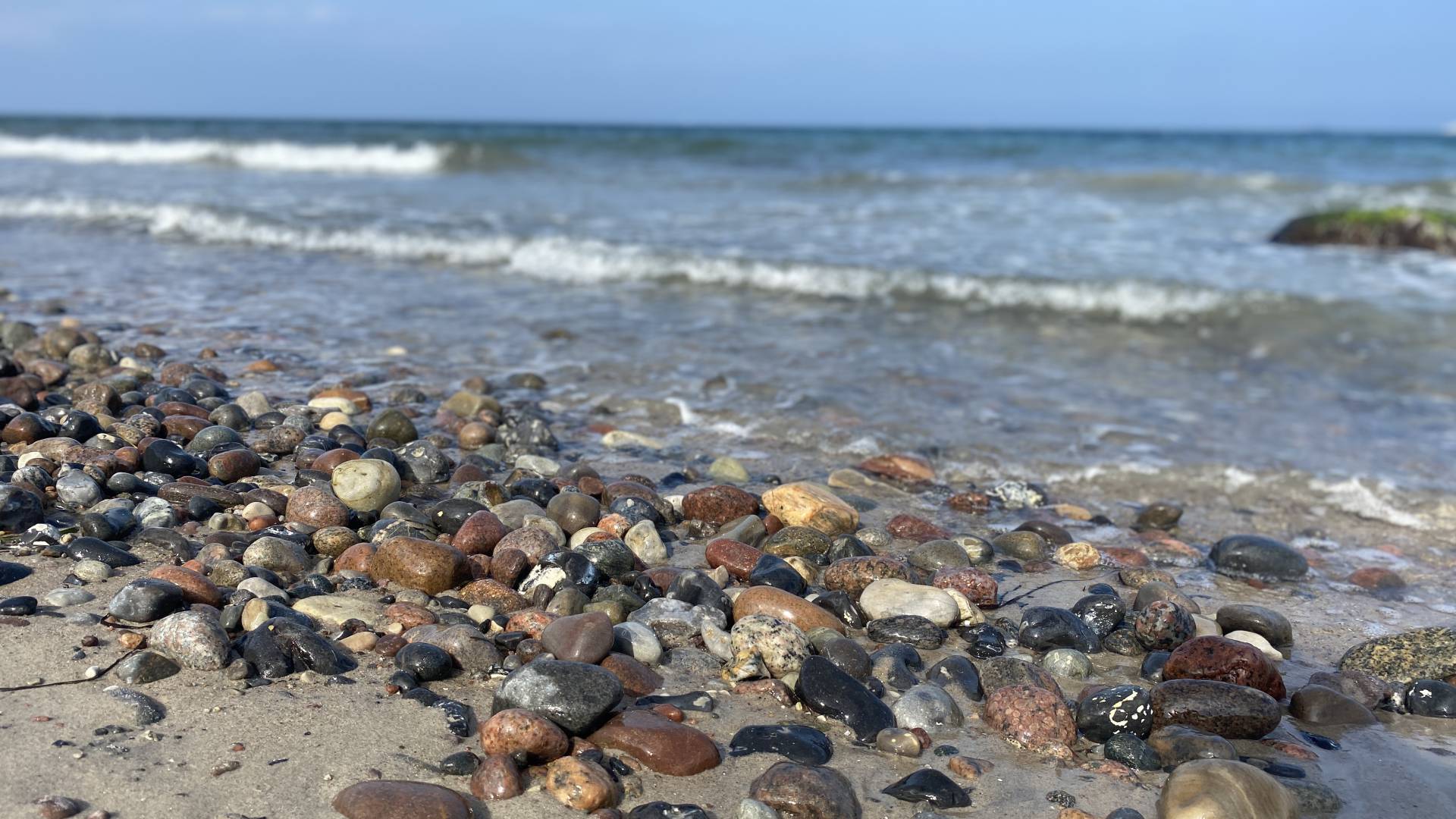 Nahaufnahme von Steinen am Strand der Ostsee